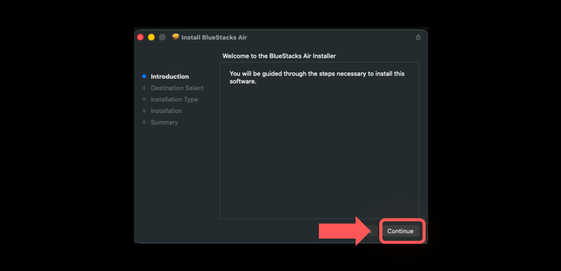 BlueStacks Apple system installation dialogue