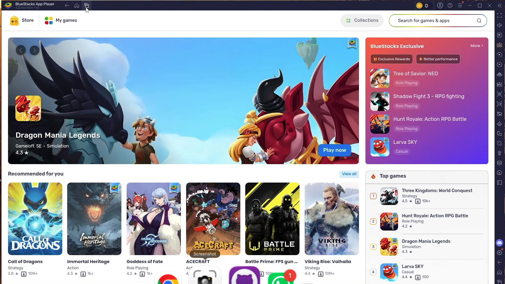 BlueStacks home interface after complete installation